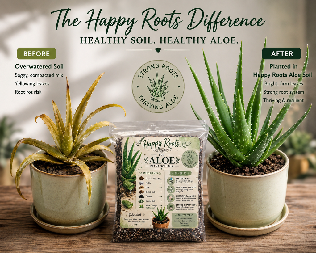 Happy Roots Aloe Vera Blend Potting Mix | Airy & Chunky Blend Soil 1.2 Quarts 5 Cups