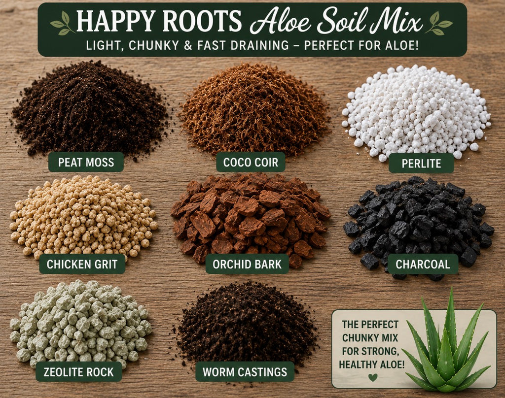 Happy Roots Aloe Vera Blend Potting Mix | Airy & Chunky Blend Soil 1.2 Quarts 5 Cups