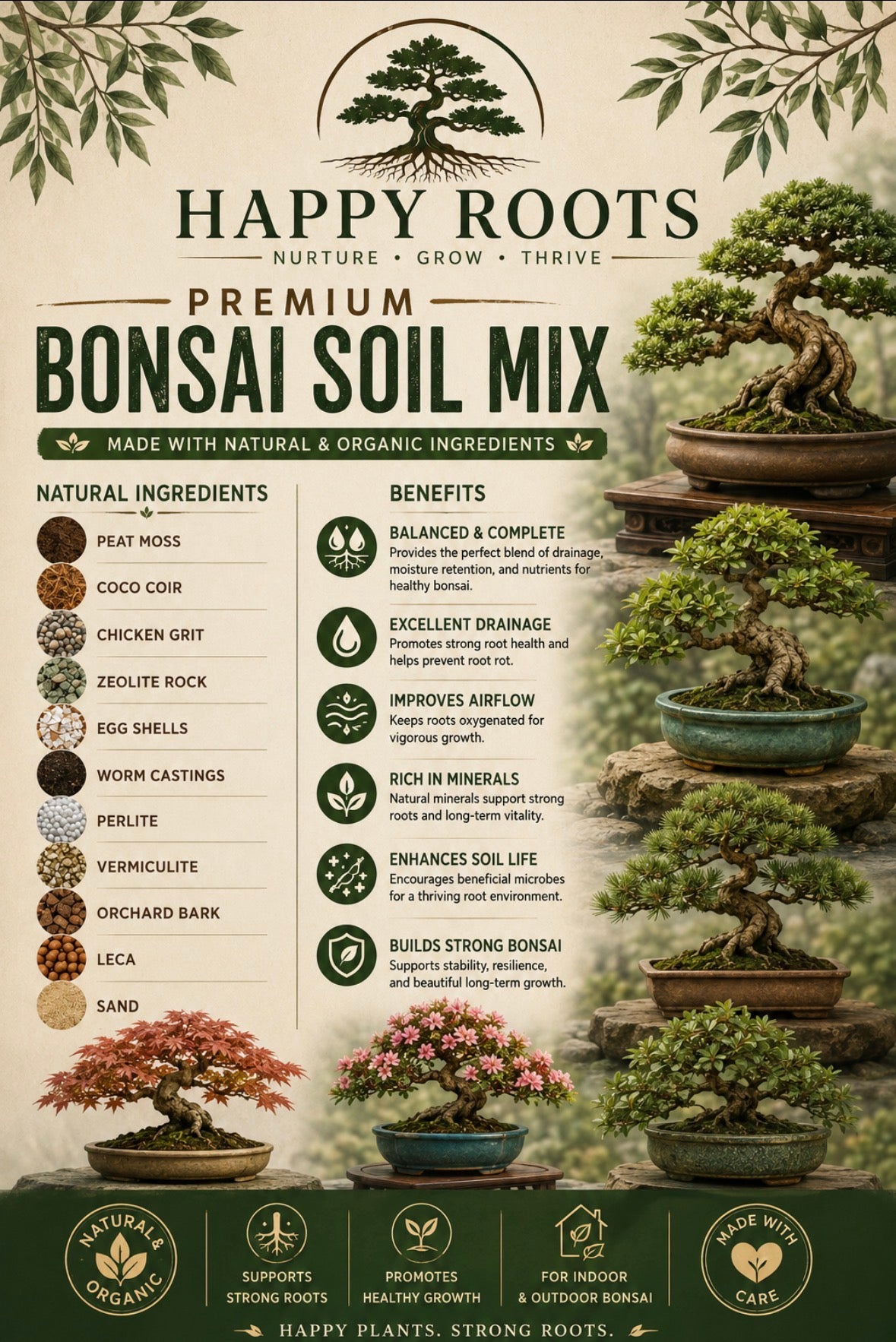 Happy Roots Bonsai Blend Potting Mix | 1.25 Quarts