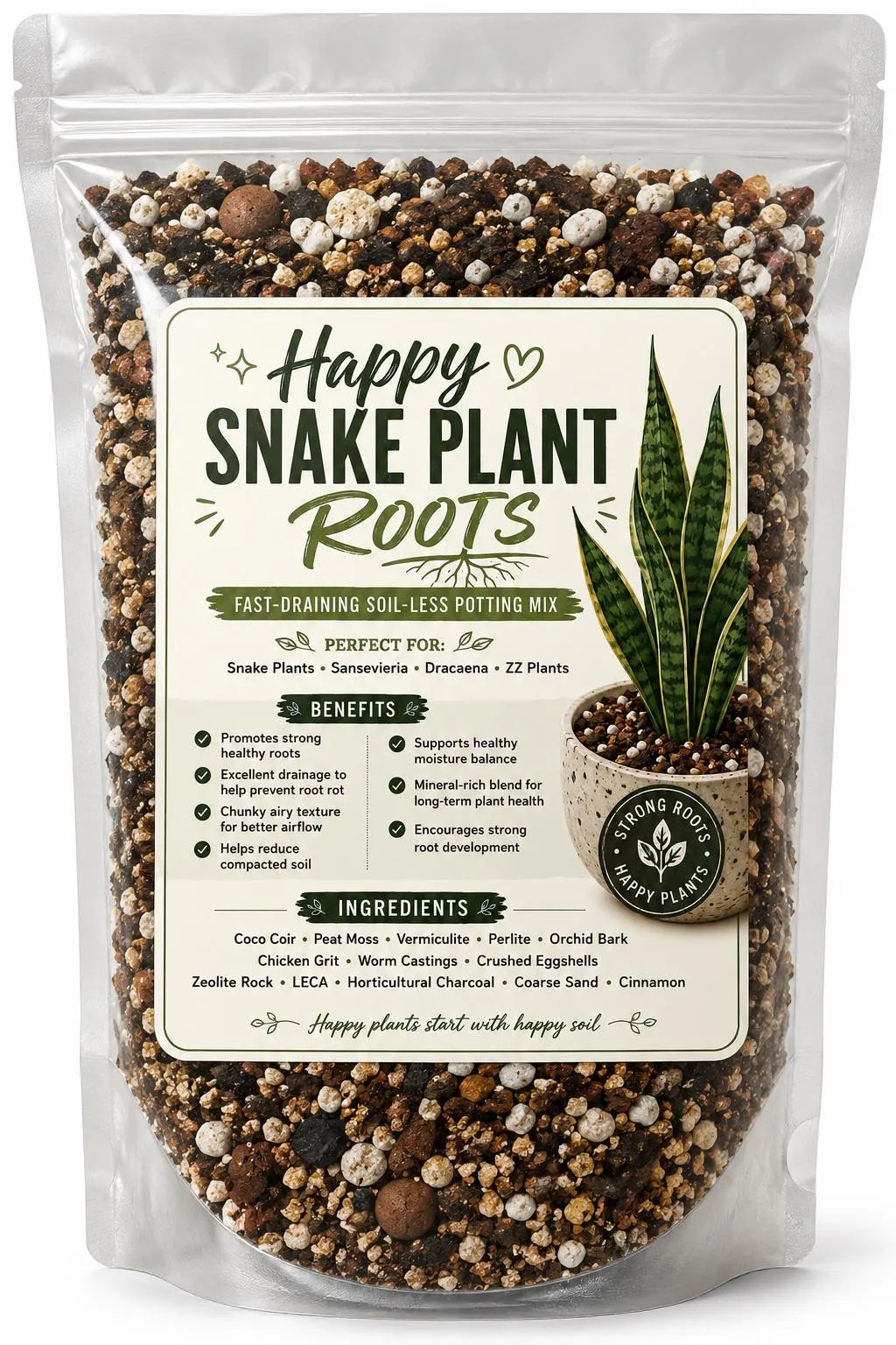 Happy Roots Snake Plant Blend – Drought-Tolerant Fast Draining Soil
