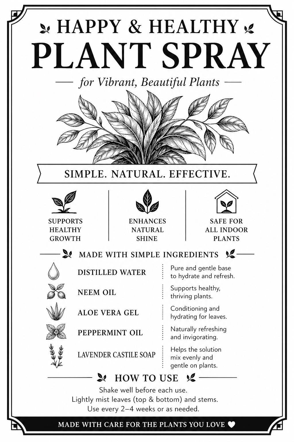 Natural Plant Leaf Shine Spray, Dust Remover Mist with Microfiber Glove (8 FL OZ)